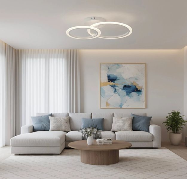 Люстра потолочная белая 3000-6500K LED 52W с пультом IR с затемнением VALESO G 2716/2 WT 52W фото