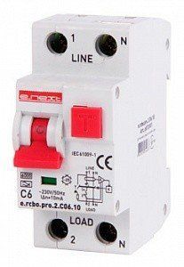 Дифавтомат E-NEXT e.rcbo.pro.2.С06.10, 1P+N, 6А, С, тип А p0720001 фото