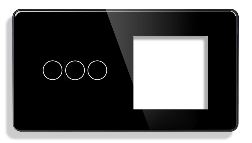Сенсорный Wi-Fi+BLE выключатель (3кл.) + Розетка (1 шт.) | Черный Стекло (G157D-SW3G.WF-ST.BL) G157D-SW3G.WF-ST.BL фото