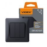 Выключатель трехклавишный черный графит VIDEX BINERA VF-BNSW3-BG VF-BNSW3-BG фото