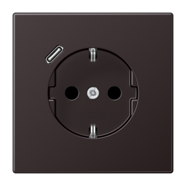 Розетка JUNG AL1520-18CD Dark з USB-C швидка зарядка та шторками AL1520-18CD фото