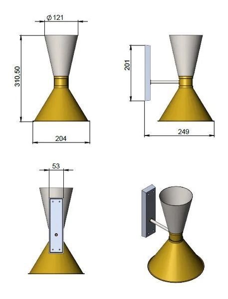 Настінне бра Dualight 30см &times; 30см &times; 40 см Е27 ІР20 Pikart 11895-1 фото