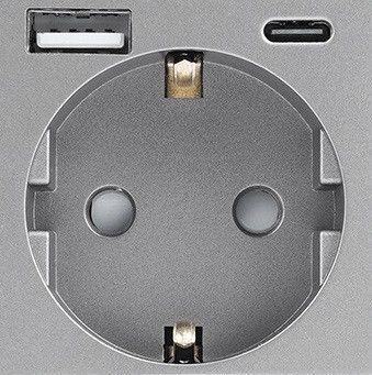 Сенсорний вимикач (2кл.) + Розетка з USB і Type-C | Сірий Скло (G157D-SW2G-STUTC.GR) G157D-SW2G-STUTC.GR фото