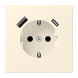 Розетка JUNG с заземлением и USB AC, цвет бело-кремовый 250V/16A.