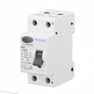 ПЗВ Vector 2P 40A 30mA тип AC 6kA для захисту від ураження струмом GRS402P030AC06 фото