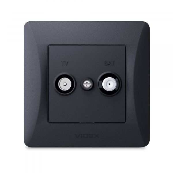 Розетка TV+SAT конечная черный графит VIDEX BINERA VF-BNSK2TVSATE-BG VF-BNSK2TVSATE-BG фото