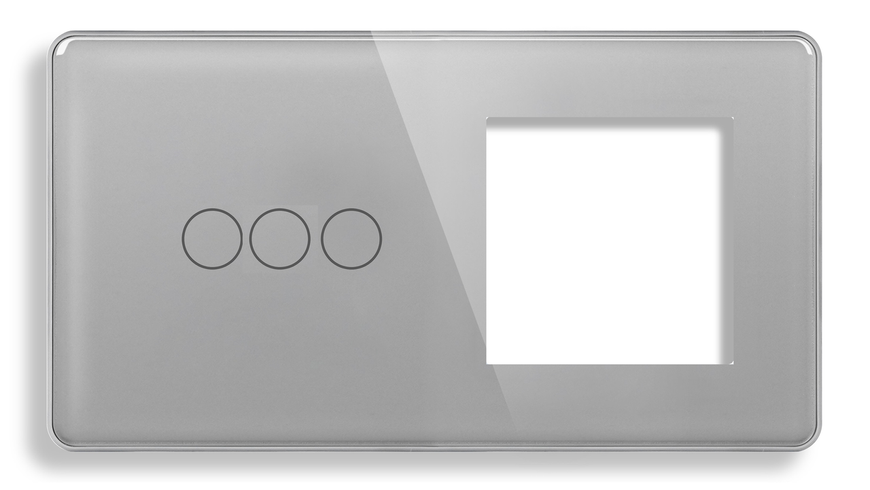 Сенсорний Wi-Fi + BLE вимикач (3кл.) + Розетка з Wi-Fi | Сірий Скло (G157D-SW3G.WF-ST.WF.GR) G157D-SW3G.WF-ST.WF.GR фото