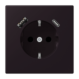 Розетка JUNG з заземленням та USB AC, колір чорно-кремовий 250V/16A LC1520-15CA248 фото