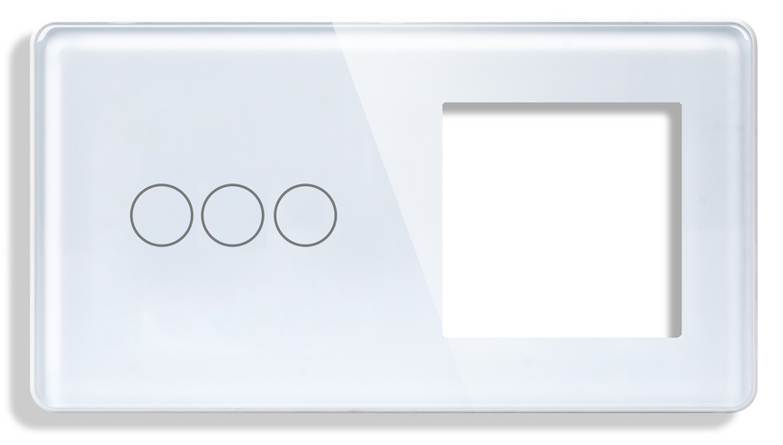 Сенсорний Wi-Fi + BLE вимикач (3кл.) + Розетка з Wi-Fi | Білий Скло (G157D-SW3G.WF-ST.WF.WT) G157D-SW3G.WF-ST.WF.WT фото