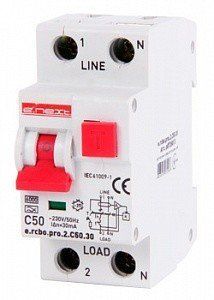Дифавтомат E-NEXT e.rcbo.pro.2.С50.30, 1P+N, 50А, С, тип A p0720013 фото