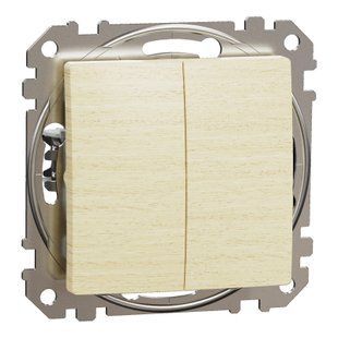 Кнопочный двухклавишный выключатель Schneider Electric Sedna Design & Elements береза ​​SDD180118 SDD180118 фото