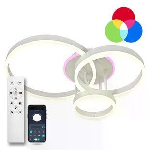 Светильник потолочный светодиодный LUMINARIA GENNY ROUND RGB 80W 4R 605x420 WHITE 220V IP20 с пультом ДУ 6951712300183 фото