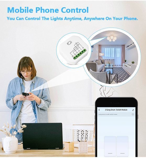 Умное реле освещения | Двухканальный Wi-Fi+BLE выключатель smart (SW201N) SW201N фото