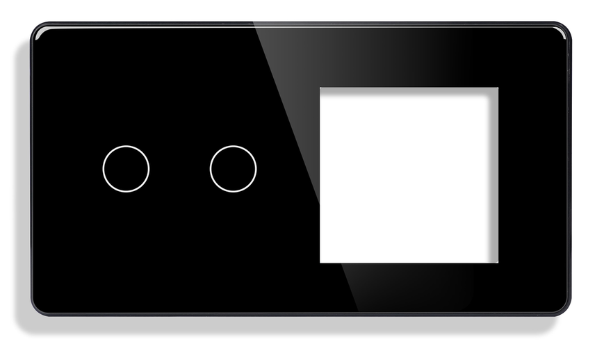 Сенсорний Wi-Fi + BLE вимикач (2кл.) + Розетка з Wi-Fi | Чорний Скло (G157D-SW2G.WF-ST.WF.BL) G157D-SW2G.WF-ST.WF.BL фото