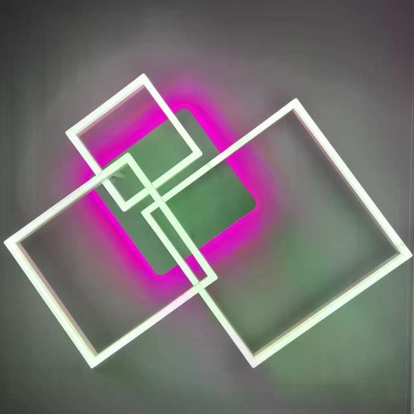 Светильник потолочный светодиодный LUMINARIA GENNY SQUARE RGB 105W 4S 645x618 WHITE 220V IP20 с пультом ДУ 6951712300206 фото