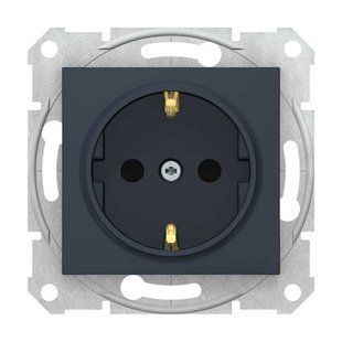Розетка 1-на с/с со шторками Schneider Electric Sedna графит SDN3000170 SDN3000170 фото