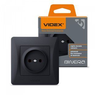 Розетка одинарная черный графит VIDEX BINERA VF-BNSK1-BG VF-BNSK1-BG фото
