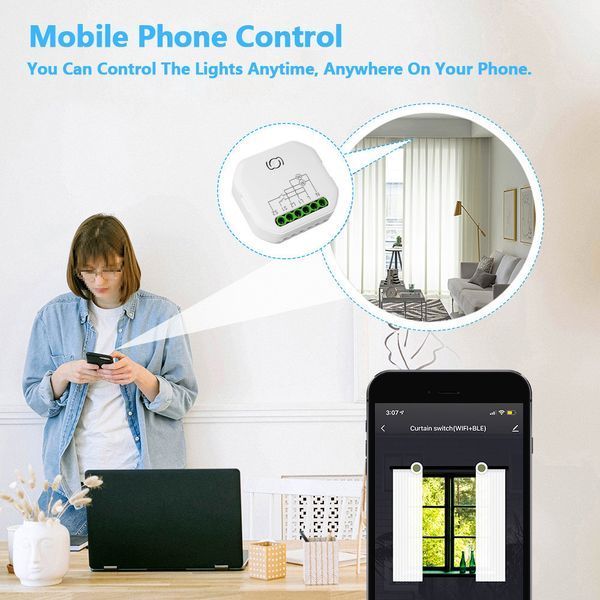 Умное реле для управления занавесом WiFi+BLE | Smart выключатель управления шторами (SWС101N) SWС101N фото
