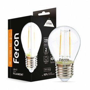 Світлодіодна лампа Feron Filament LB-61 2W E27 2700K 01865 фото