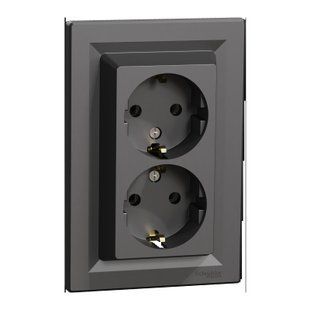 Розетка подвійна Schneider Electric Asfora із заземлювальним контактом Антрацит (EPH9900171) EPH9900171 фото