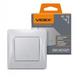Выключатель одноклавишный серебряный шелк VIDEX BINERA VF-BNSW1I-SS VF-BNSW1I-SS фото