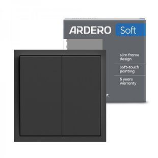 Вимикач прохідний двоклавішний Ardero Soft EV122-B 10А чорний 80737 фото