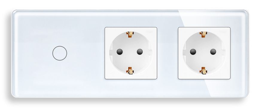 Сенсорный Wi-Fi+BLE выключатель (1кл.) + Розетка (2 шт.) | Белое стекло (G228D-SW1G.WF-STX2.WT) G228D-SW1G.WF-STX2.WT фото