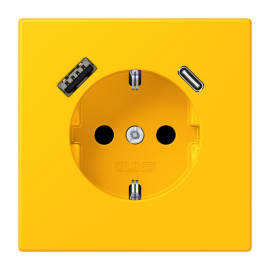 Розетка JUNG с заземлением и USB AC, цвет ярко-желтый 250V/16A LC1520-15CA263 фото
