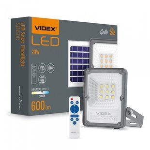 LED прожектор автономний VIDEX 600Lm 5000K Сенсорний (VLE-FSO-205-S) VLE-FSO-205-S фото