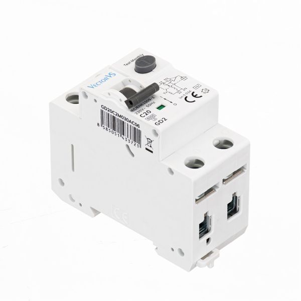 Дифавтомат Vector 20A характеристика C 30mA тип AC 6kA двополюсний GDS20C2M030AC06 фото
