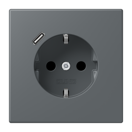 Розетка JUNG с заземлением и USB тип C, цвет темно-серый 31 (gris fonc&eacute;) 250V/16A LC1520-18C202 LC1520-18C202 фото