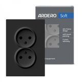 Подвійна розетка без заземлення Ardero Soft ER112-B 16А чорна 80745 фото