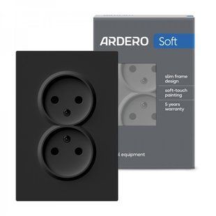 Двойная розетка без заземления Ardero Soft ER112-B 16А черная 80745 фото