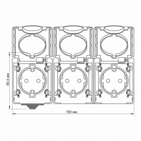 IP65 Розетка наружная тройная с заземлением серая VIDEX BINERA VF-BNW23G-G VF-BNW23G-G фото
