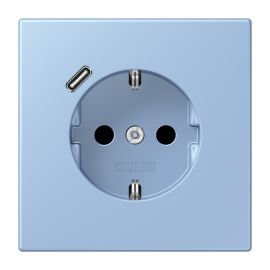 Розетка JUNG с заземлением и USB C, цвет средний синий 250V/16A LC1520-18C207 фото