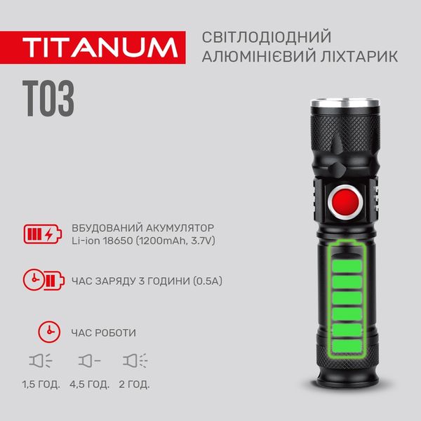 Портативний світлодіодний ліхтарик TITANUM TLF-T03 230Lm 6500K TLF-T03 фото