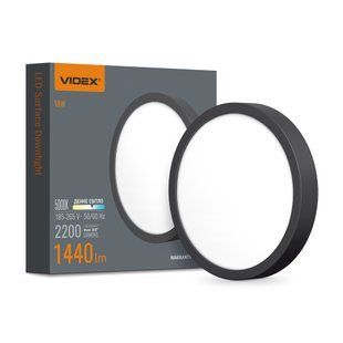 LED Світильник круглий накладний VIDEX 18W 5000K Black VL-DLRS-185B фото