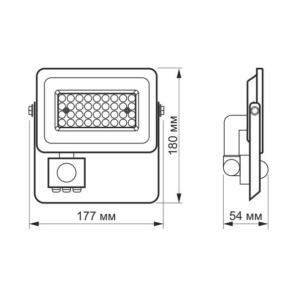 Прожектор LED F2e 30W 5000K з датч. руху і освіт. VIDEX VL-F2e305W-S фото