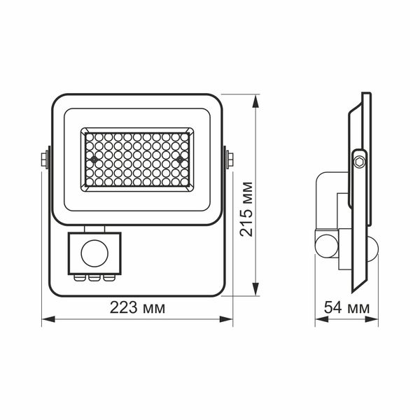 Прожектор LED F2e 50W 5000K з датч. руху і освіт. VIDEX VL-F2e505W-S фото