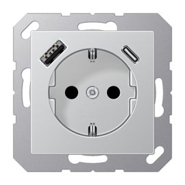 Розетка SCHUKO JUNG A1520-15CAAL алюміній з USB тип AC A1520-15CAAL фото
