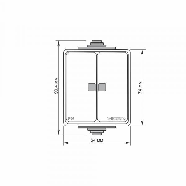 Вимикач&nbsp;зовн.&nbsp;2-кл&nbsp;з&nbsp;підсвіт.&nbsp;сірий&nbsp;VIDEX&nbsp;BINERA&nbsp;IP65 VF-BNW12L-G фото