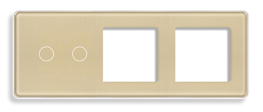 Сенсорний Wi-Fi + BLE вимикач (2кл.) + Розетка (2 шт.) | Золото Скло (G228D-SW2G.WF-STX2.GD) G228D-SW2G.WF-STX2.GD фото