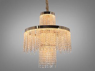 Кришталева люстра LED 376 золотиста з двома рівнями підвісок 376-500GD Diasha 376-500GD фото