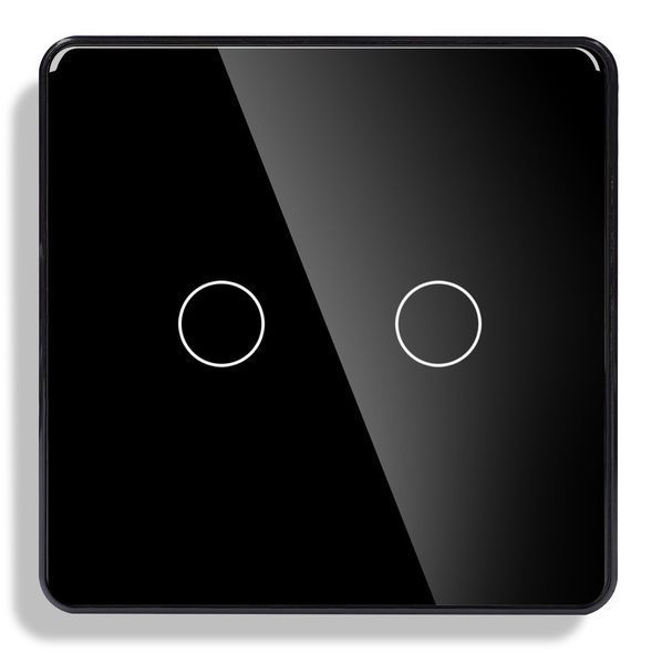 Розумний вимикач з WiFi + BLE | Сенсорний Чорний, 2 сенсора, З нулем (G86D-SW2G.WF.BL) G86D-SW2G.WF.BL фото