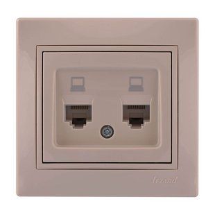 Розетка Lezard Mira 2-на комп RJ45 крем с кремовой вставкой 701-0303-141 фото